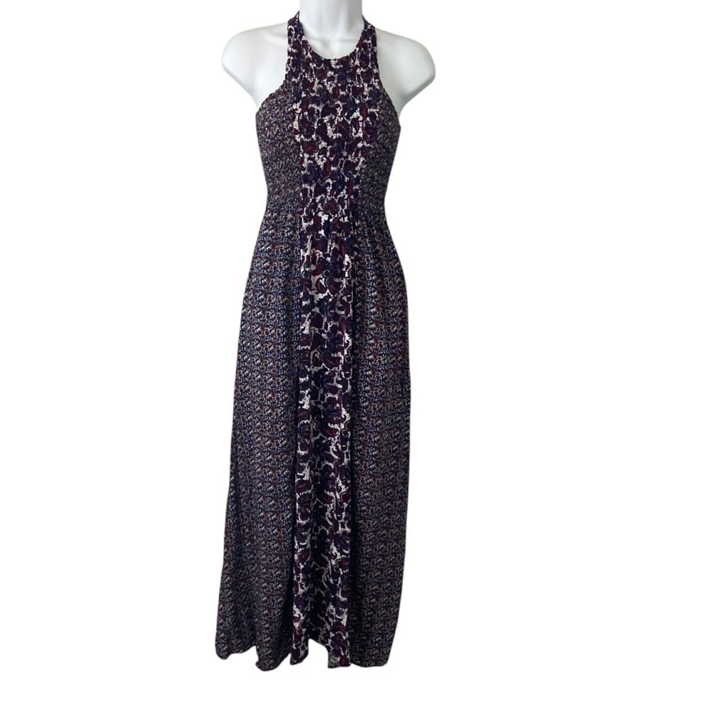 Japna Ditsy Floral Paisley Midi Dress Smocked Halter Neck Summer Vacation XS